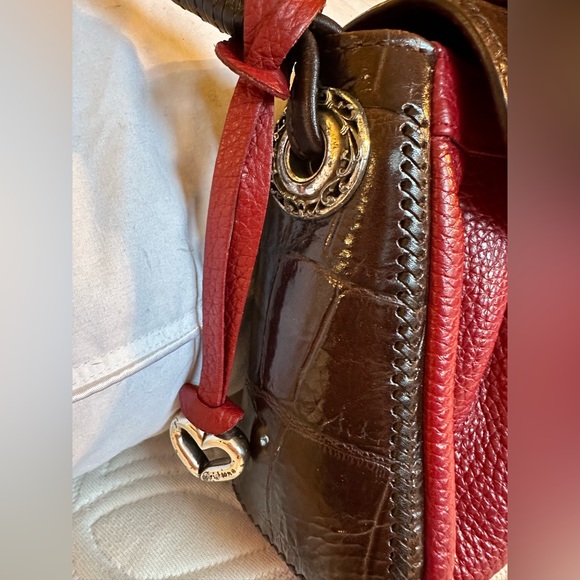 💋💋Brighton Pocketbook - Red & Brown Leather with Silver Hardware- Shoulderbag - Picture 8 of 14